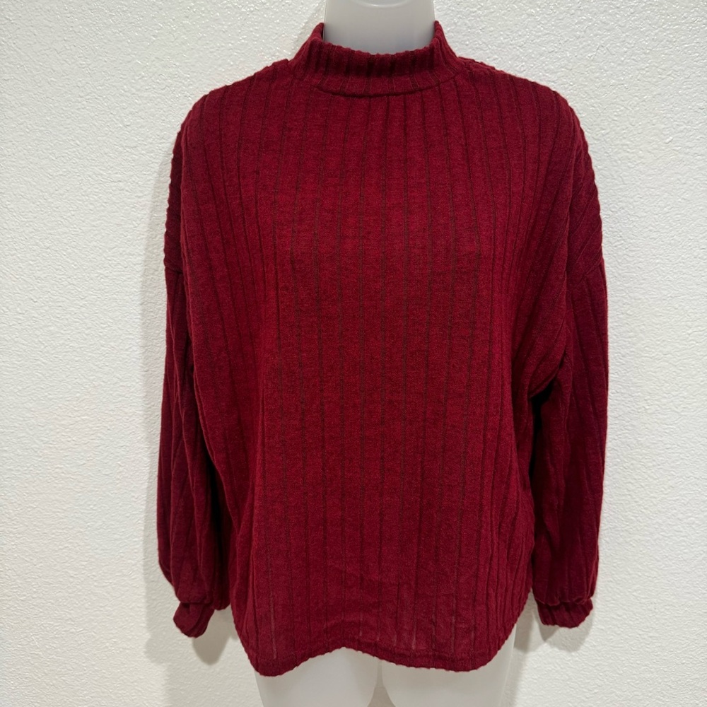 NWOT shein burgundy maroon red long sleeve mock turtleneck sweater top shirt